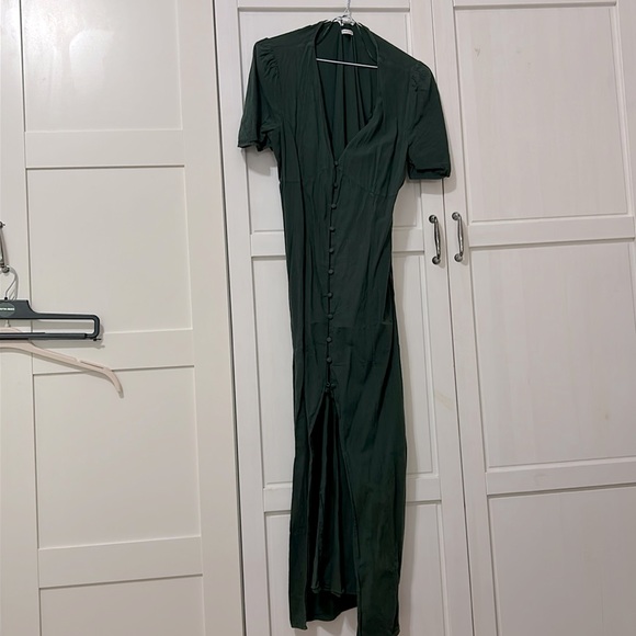 Zara Dark Green Linen Maxi Dress - Picture 1 of 1